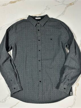 Ezekiel Charcoal Micro-Pattern Long-Sleeve Button-Down Shirt
